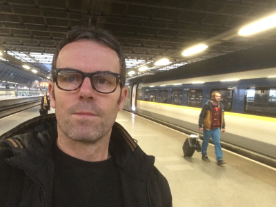 Patrick standing in front of the Eurostar 
