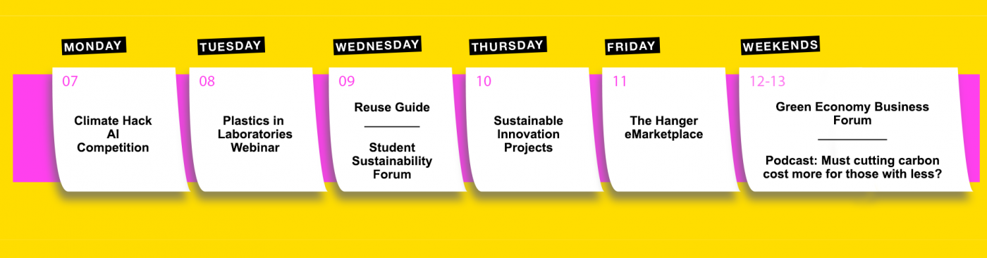 Calendar view of week 3 of 28 Days of Sustainability