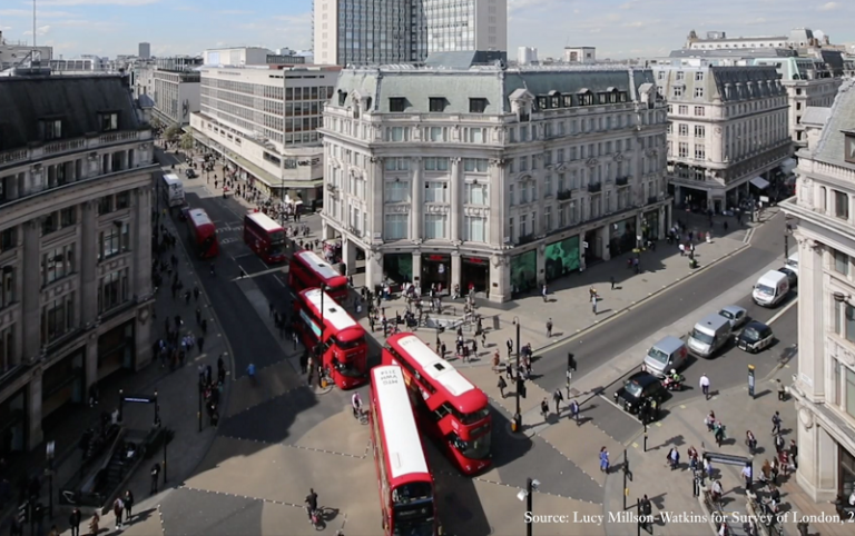 Aerial view of Oxford St, London
