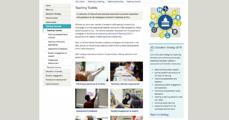 Screenshot of toolkits page