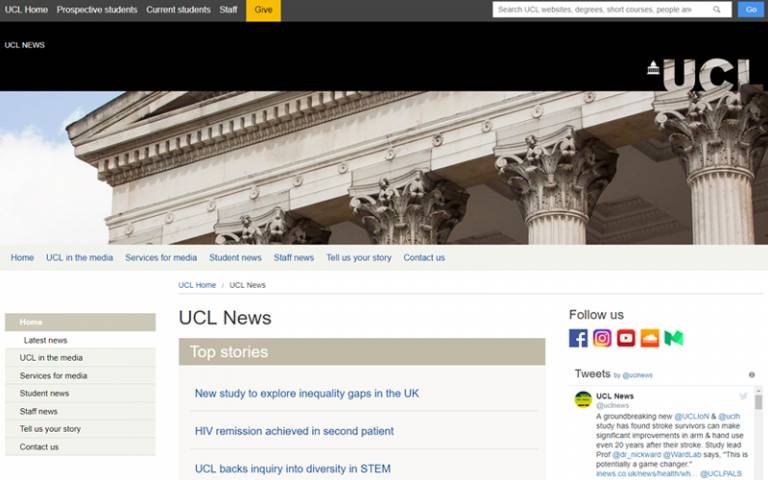 Example of UCL web-page