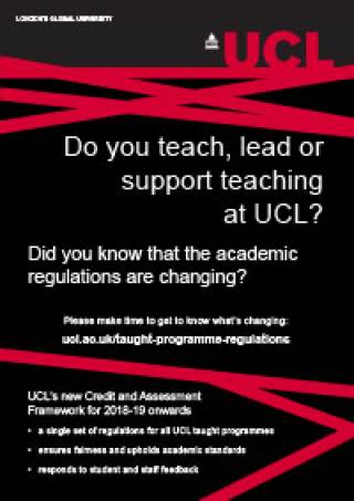 Poster about the changes to academic regulations at UCL