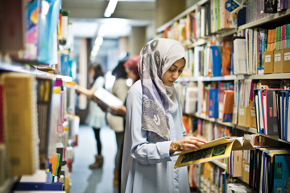 Photo of student in library 