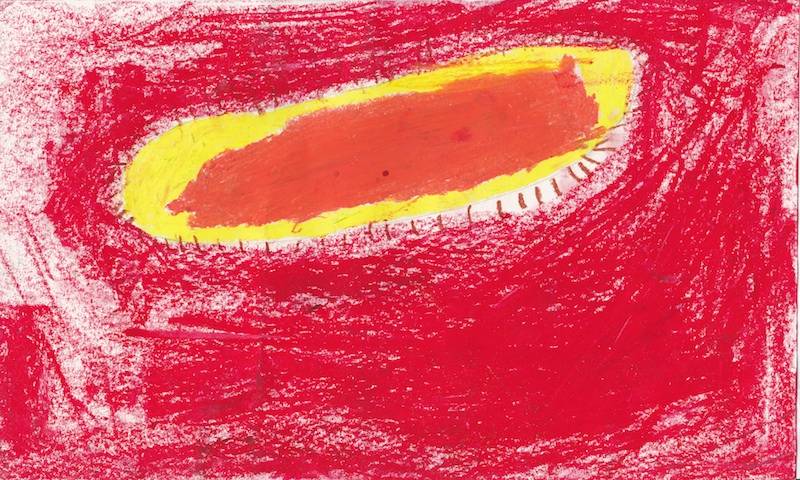 A picture of a red virus created and drawn by one of the children from Mayflower following Greg and Richard's assembly and the virus creation activity in 2013 given to us as part of the feedback