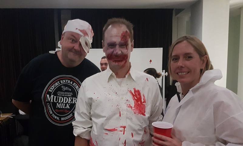 Head injury Doug, Gruesome Greg and Cat III Clare at the Towers Lab Halloween party 2017