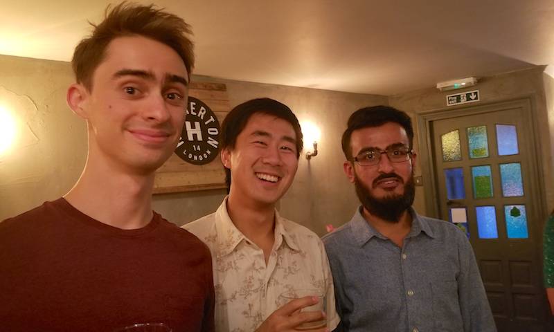 Stephen, James and Hataf at the Towers PhD student finishing party