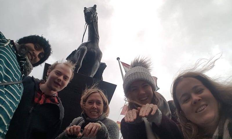 Morten, Maitreyi, Clare, Lucy and AK reach the Queen's horse in the treasure hunt