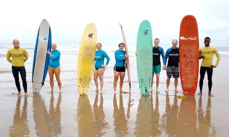 The group goes surfing in South Africa, Nov 2022