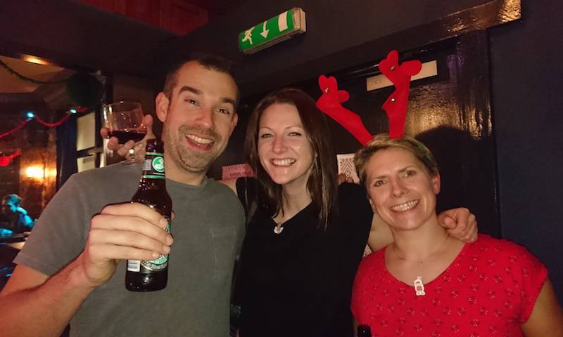 Chris, Laura, and Jen at the department Christmas party 2016