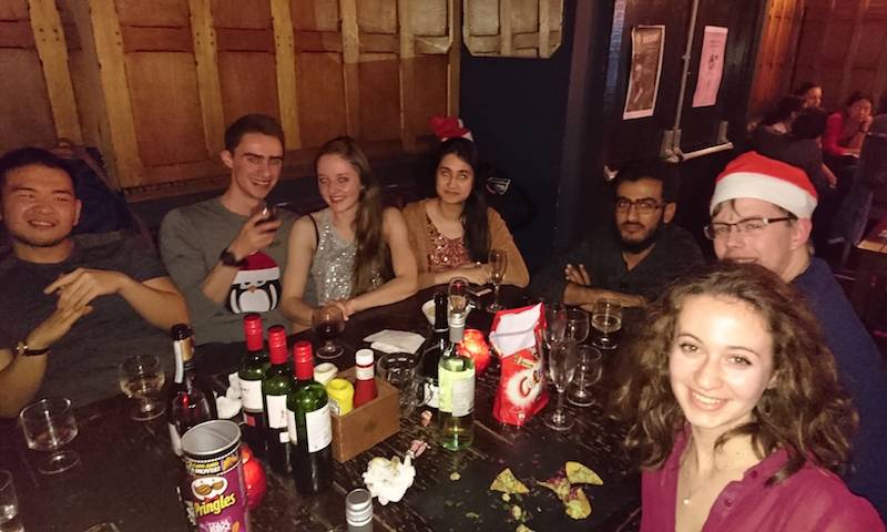 Chris, Stephen, Lauren, Tafhima, Hataf, David and Megan at the department Christmas party, 2016