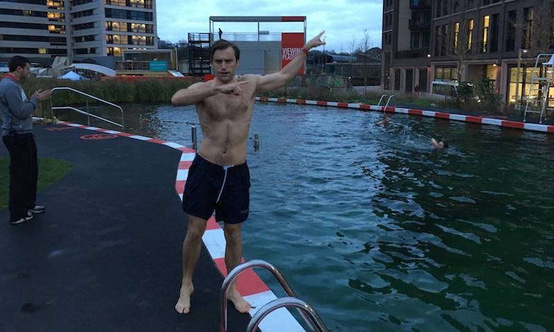 Doug open water swimming in 6 degrees at Kings Cross, 2016