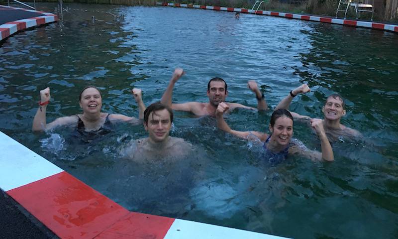 Jane, Doug, Chris, Lucy swim in 6degrees at the Kings Cross natural pool, December 2016