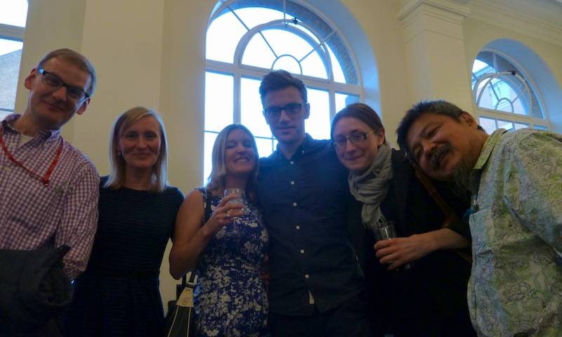 Richard, Becky, Isobel, Doug, Katsia and Yasuat the celebrations for winning Wellcome Grants, UCL 2015
