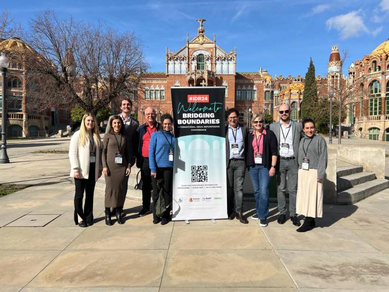 UCL Delegation at the international drug repurposing conference, #iDR24, co-organized by REMEDi4ALL, Beacon, and MeRIT in Barcelona. From the left: Dr Melissa Rayner, Dr Pilar Acedo, Dr Umberto Villani, Dr Stephen Hobbiger, Dr Asha Recino, Prof. Oscar Del