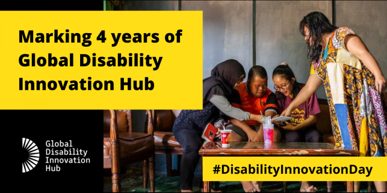 Image for the #DisabilityInnovationDay campaign for GDI Hub's 4th anniversary