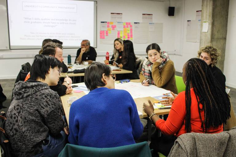 Photo of a workshop held for the UCL Community Engaged Learning service