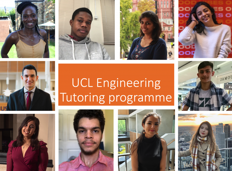 Collage of headshot photos of Engineering students involved with the tutoring programme.