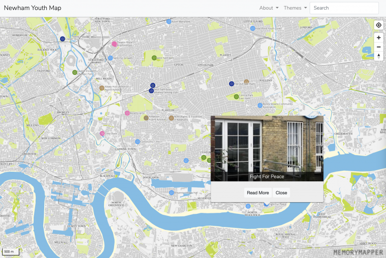 Screenshot of the Newham Youth Map