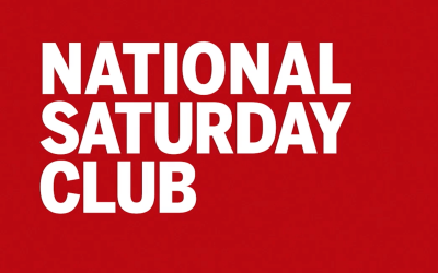 White text on red background reads, "national saturday club".