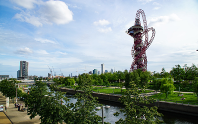 Panoramic view of Stratford Olympic Park.