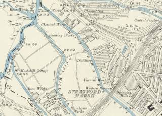 Figure 4 – Map of Stratford Marsh, 1894–6  (Reproduced with the permission of the National Library of Scotland)