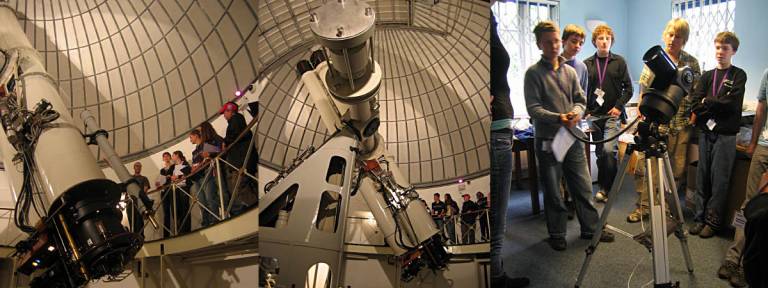 NAGTY Students in the Radcliffe dome and a demonstration of the portable Meade telescope