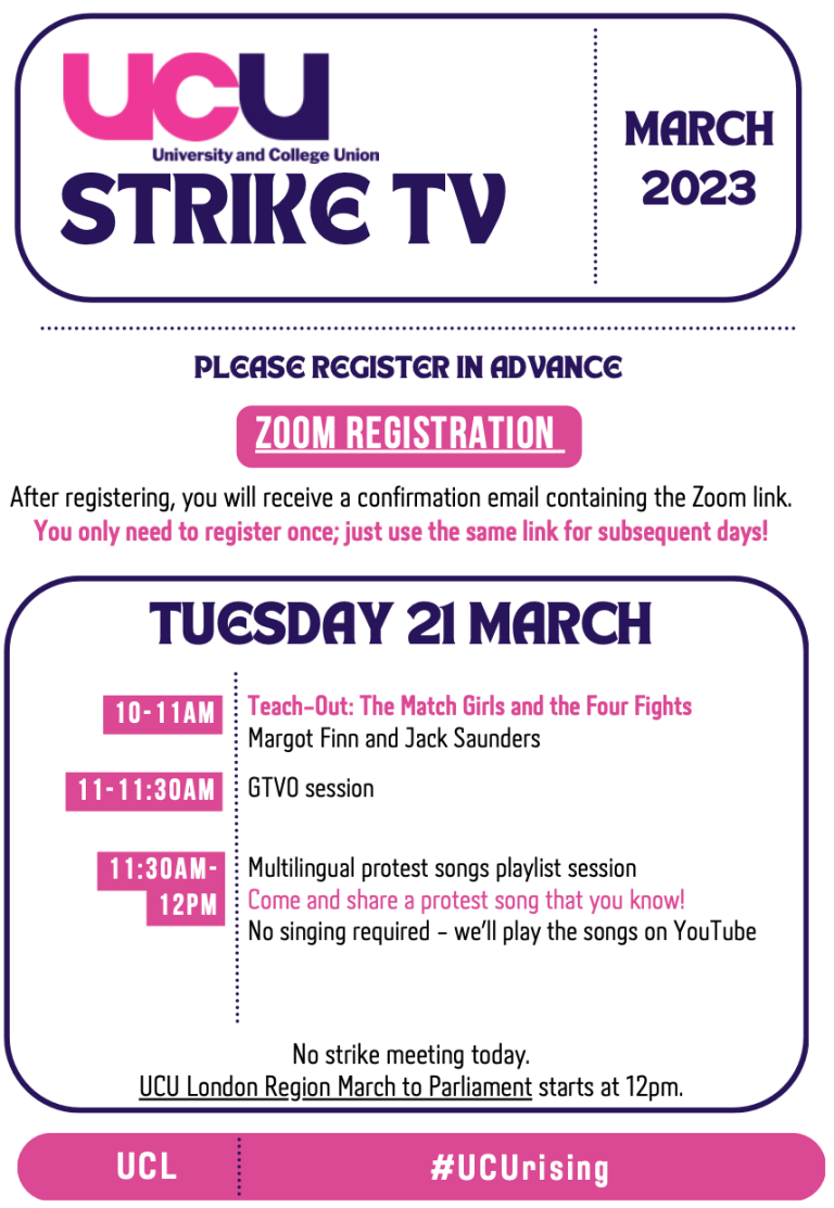 Strike TV schedule Tuesday 21 March