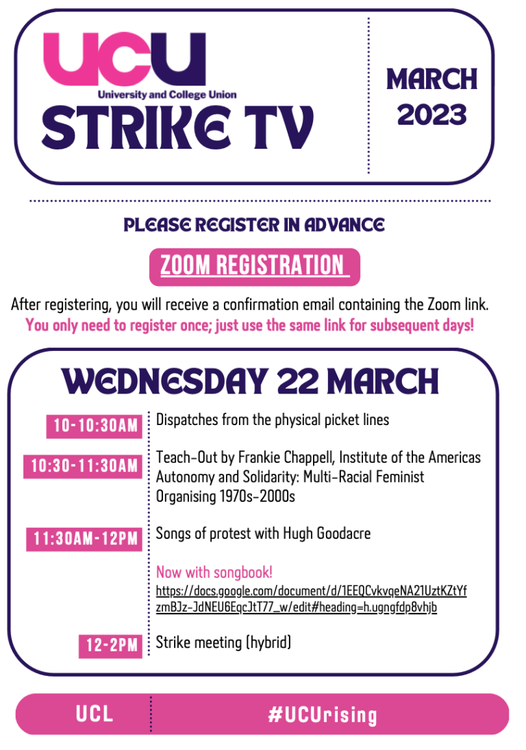 Strike TV schedule Wednesday 22 March