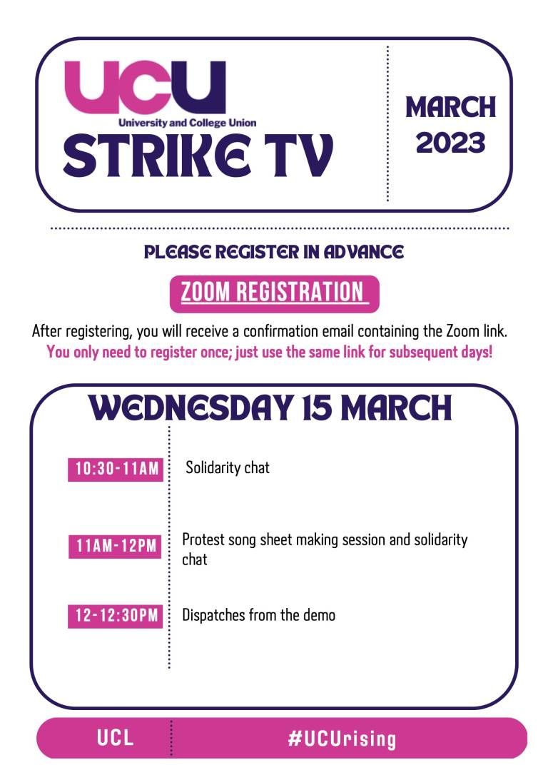 Strike TV schedule Wednesday 15 March