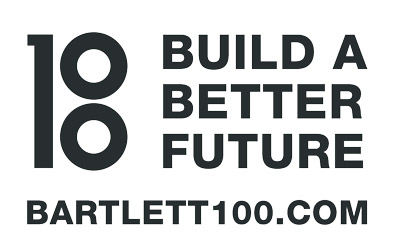 Bartlett 100 logo alongside the words 'Building a better future' and 'bartlett100.com'