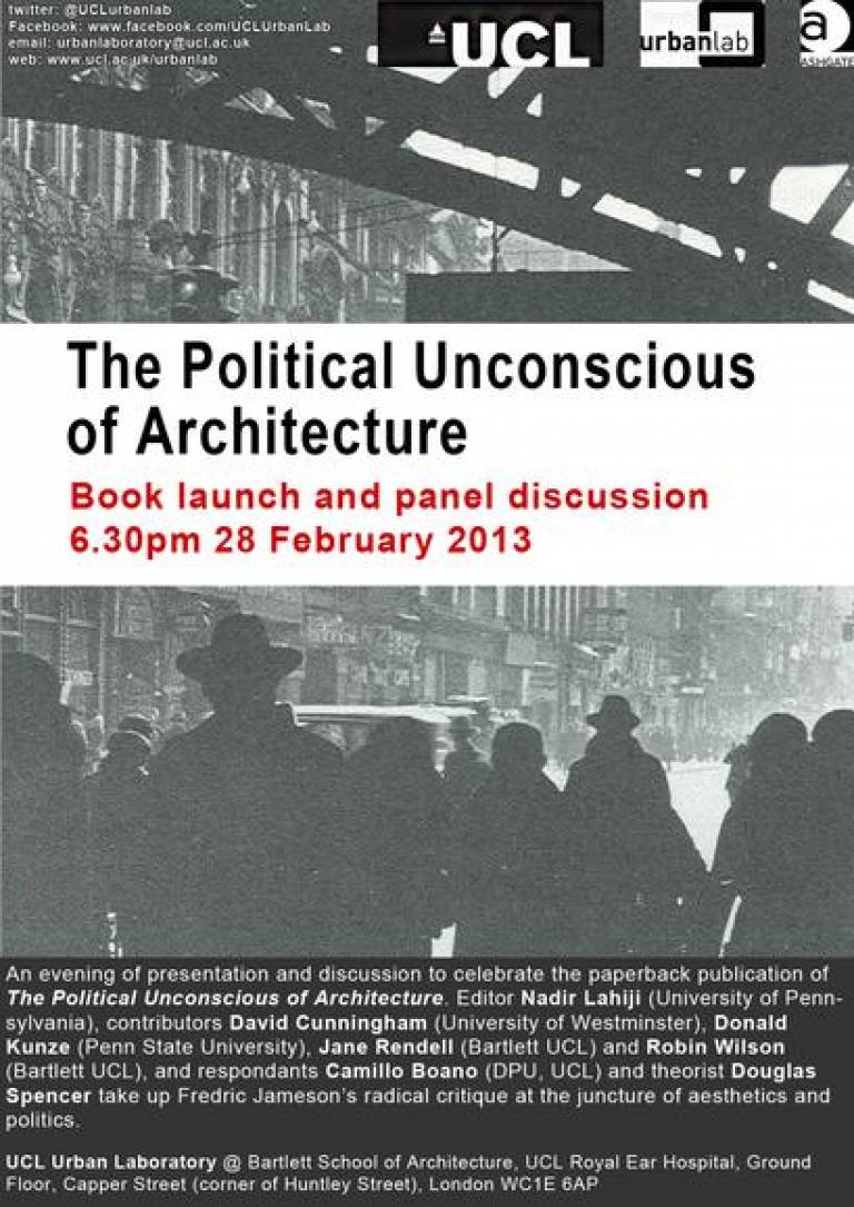 The Political Unconscious of Architecture launch