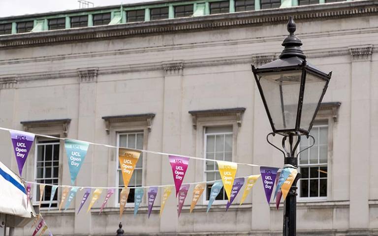 Bunting at UCL Open Day 2017 © UCL Digital Media