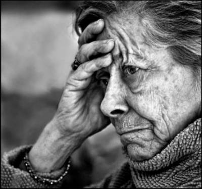 Elderly woman in distress