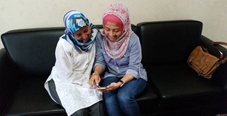 Indonesian women using smartphone