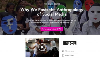 社交媒体的人类学研究（The Anthropology of Social Media）是在我们的研究基础上设立的免费在线课程，历时五周。