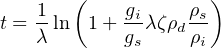     1  (    gi    ρs)
t = -ln  1+ --λζρd--
    λ       gs    ρi
